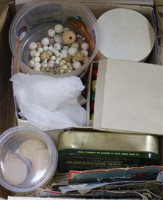 A collection of sewing ephemera, cottons, needlecases, etc.